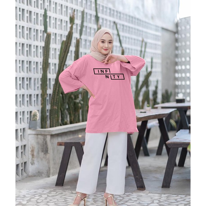 KAOS OVERSIZE TOP HIJAB WANITA BASIC INFINITY / OVERSIZE SLIT BLOUSE