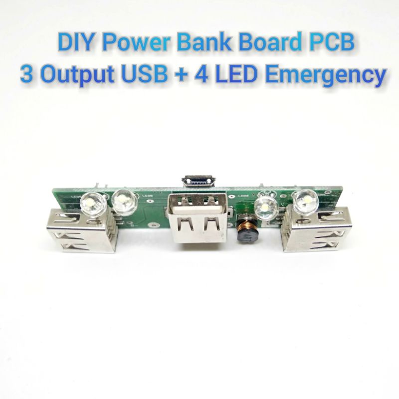Modul Kit DIY Powerbank 3 Port USB Output + 4 LED Darurat
