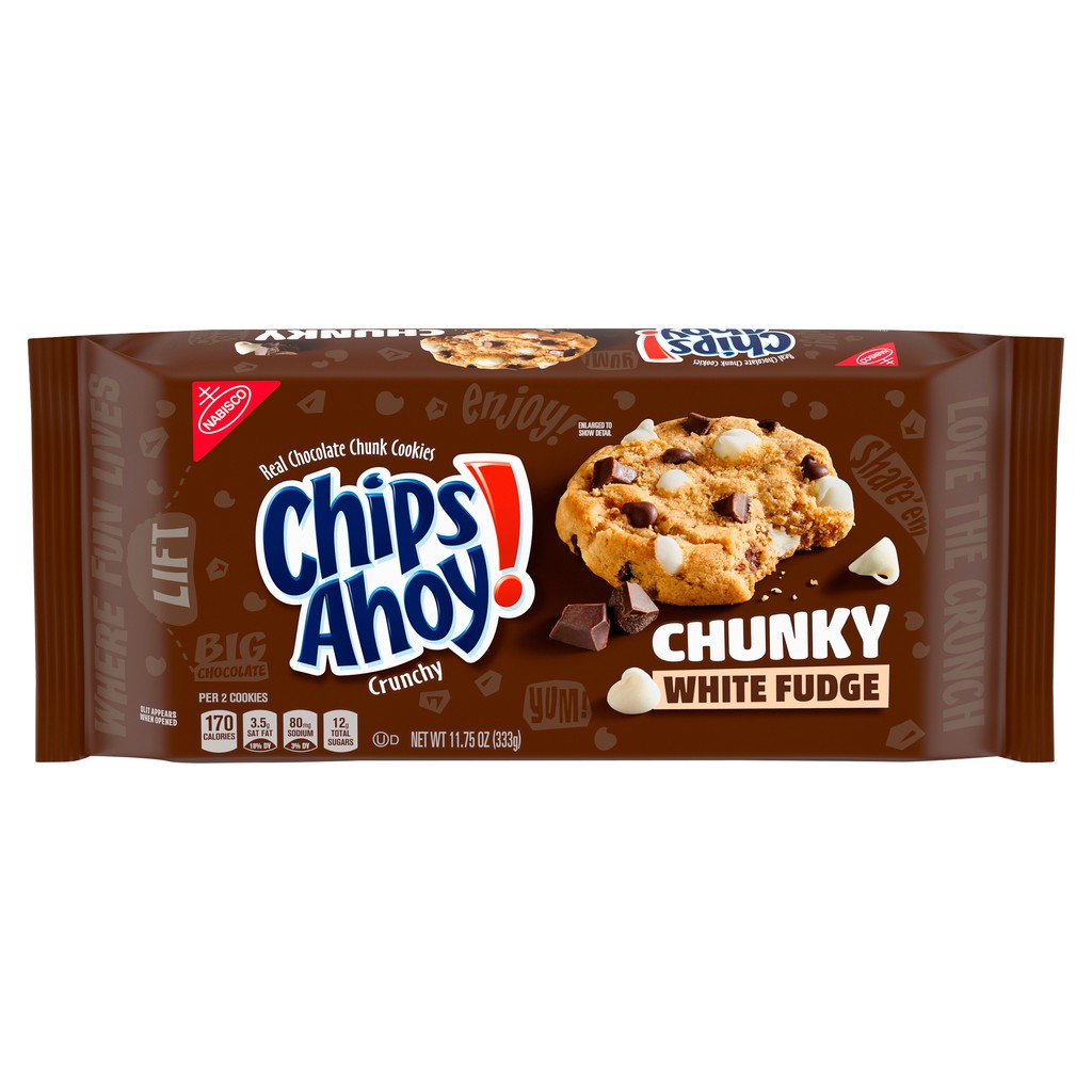 

CHIPS AHOY ORGINAL, CHUNKY, CHUNKY WHITE PUDGE, THINS ORIGINAL & CANDY BLASTS (BISKUIT IMPOR)