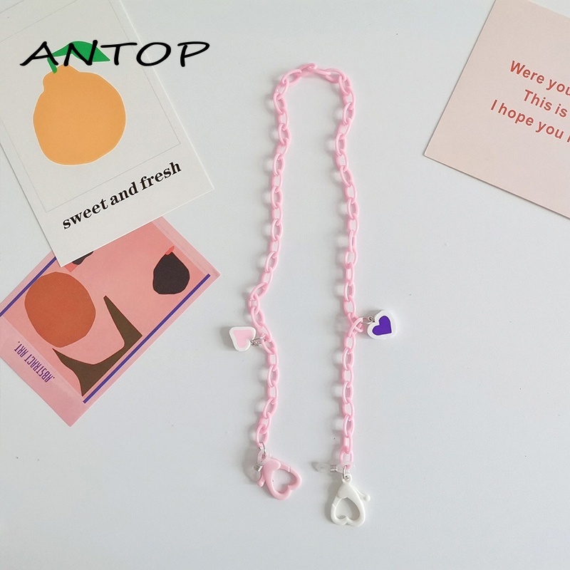 Fashion Acrylic Heart Mask Lanyard Chain Lanyard Anti-Lost Face Mask Kalung Kacamata Rantai Aksesoris ANTOP