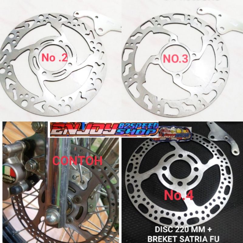 Disc piringan Cakram Depan Sunstar ukuran 220 mm plus Breket kaliper standar Satria fu old / face lift