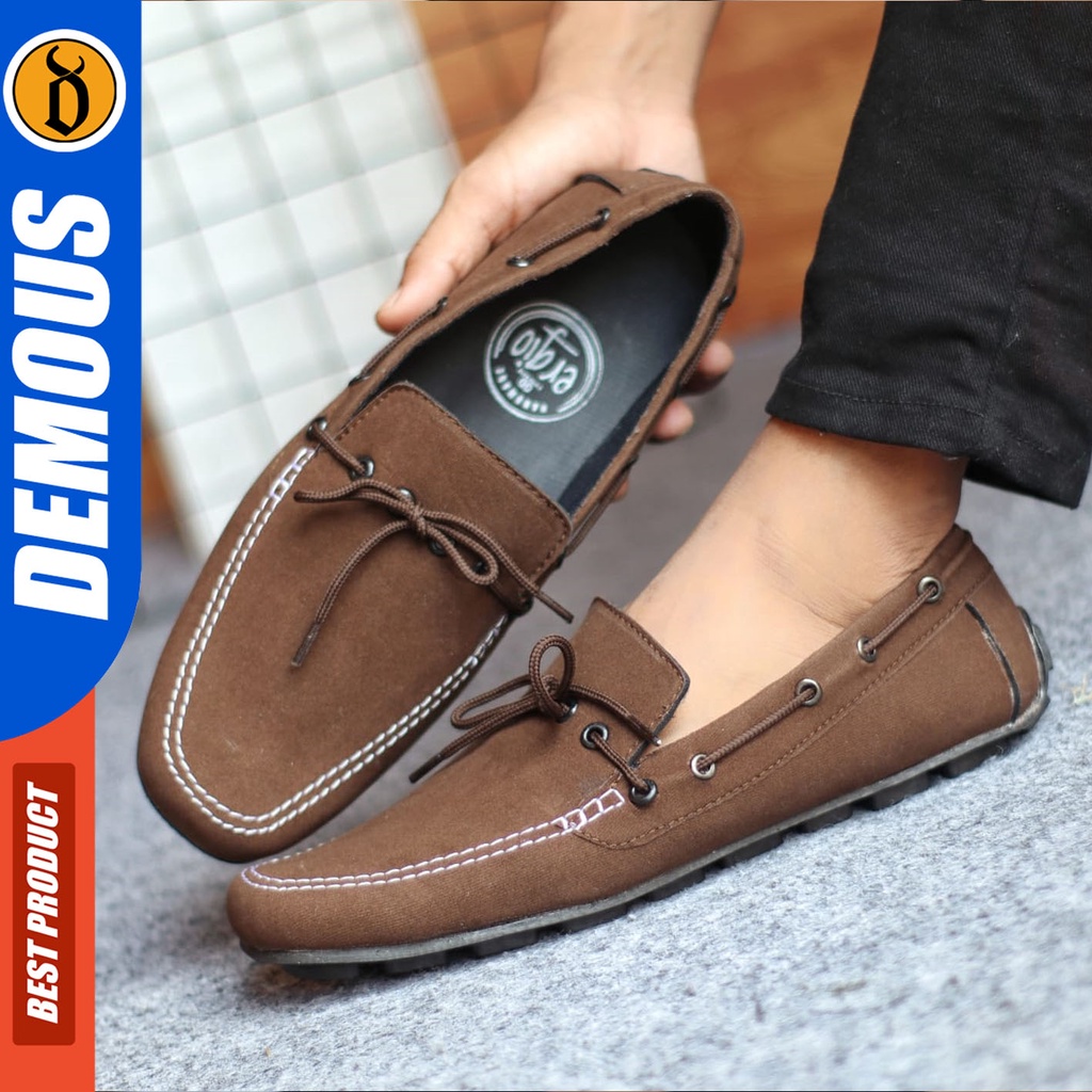 Sepatu Slip On Pria Sepatu Casual Pria Kulit Suede Kerja Kantor Kuliah Kondangan Sepatu Slop Pria Sepatu Hitam Pria DEMOUS SEBIT