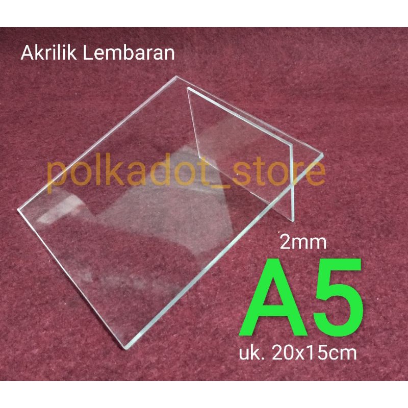 

Akrilik Lembaran A5 ukuran 20x15cm bening transparan