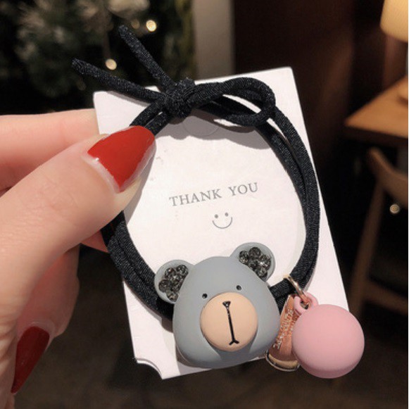 Ennwen IK118 Ikat Rambut Korea Cantik Beruang Bear Hair Band Aksesoris-6