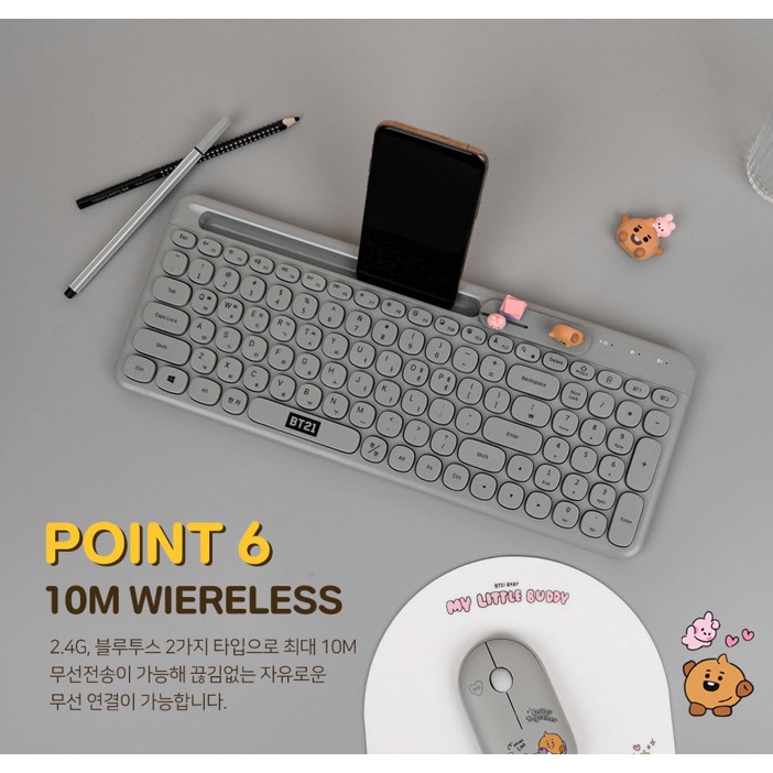 ROYCHE Wireless keyboard BT21 BTS HANGUL KOREA