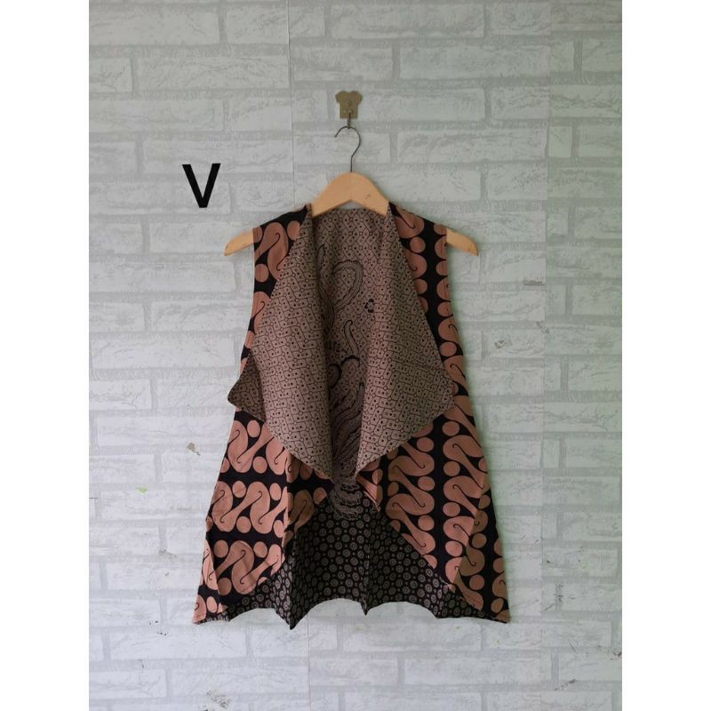 Vest batik bolak balik, rompi,outer, seragam batik kantoran