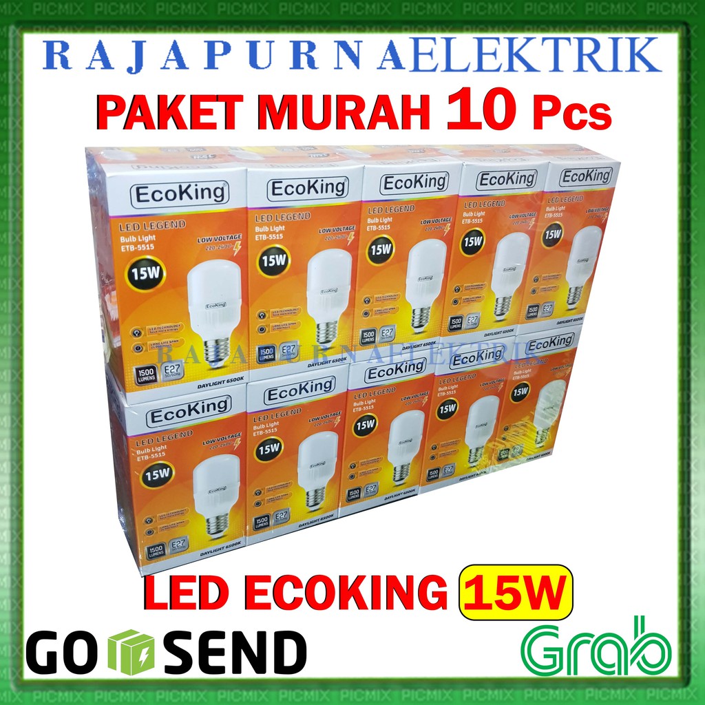 LAMPU LED BULB ECOKING 15W / 15 watt SUPER TERANG (PAKET 10Pcs)