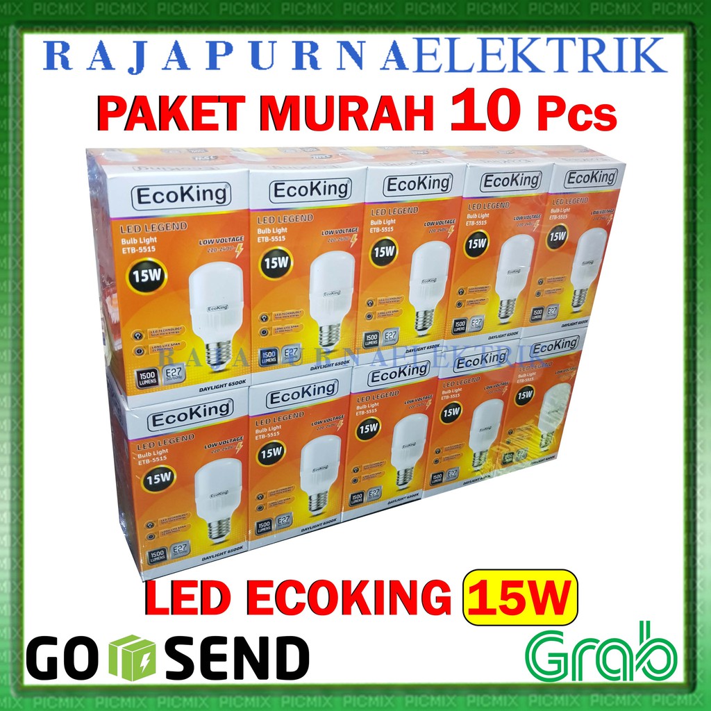 LAMPU LED BULB ECOKING 15W / 15 watt SUPER TERANG (PAKET 10Pcs)