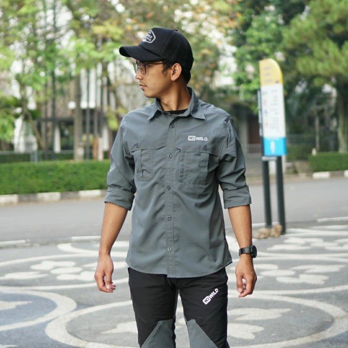 PROMO Kemeja Tactical Lapangan WildOutdoor - Hitam, M