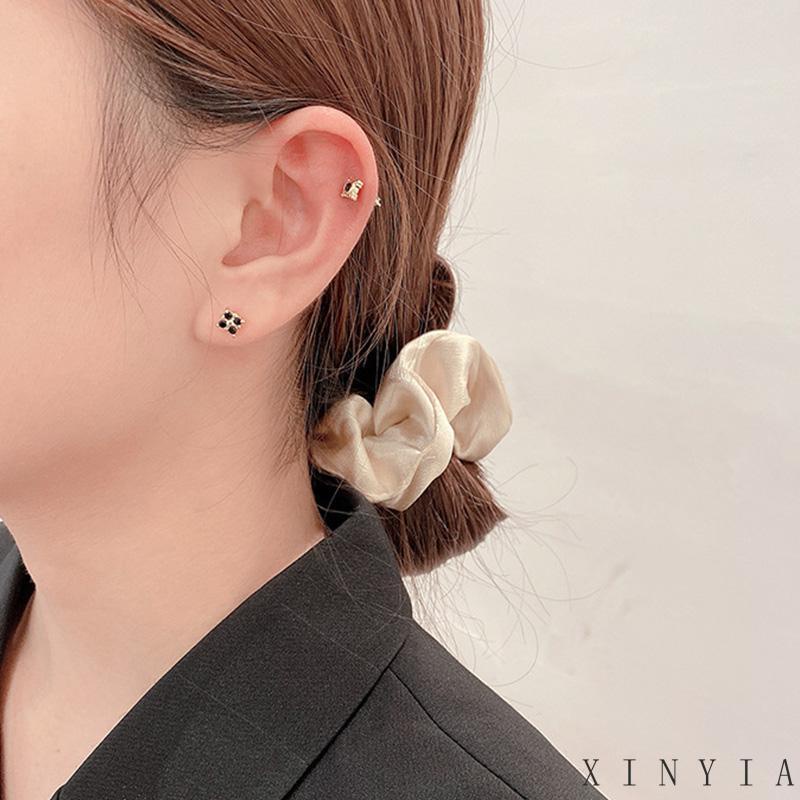 5buah/set Anting Hitam Anting Tusuk Korea Anting Tusuk Aksesoris Wanita Anting Wanita Anting Bunga Korea Hypoallergenic Untuk Wanita