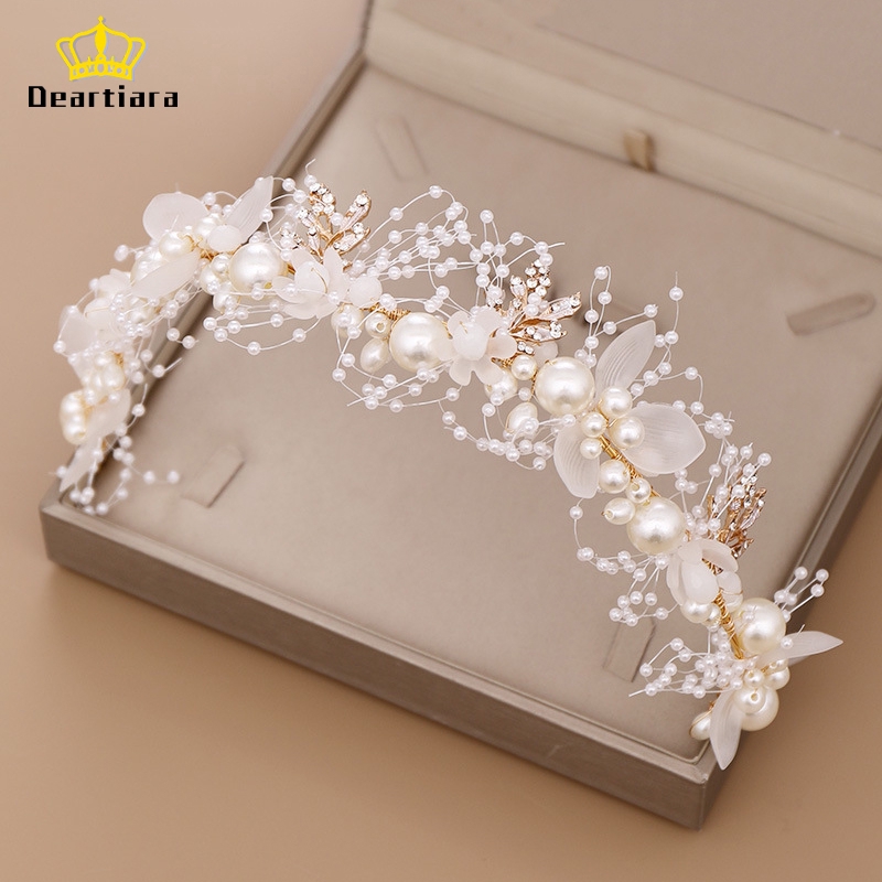 Bando Mutiara Topi Baja Buatan Tangan untuk Pernikahan Pengantin