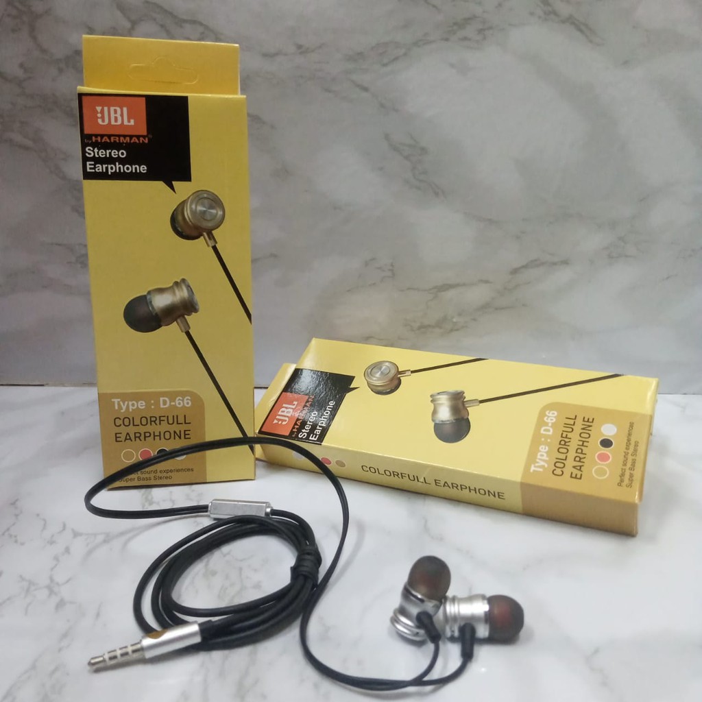 Headset earphone D66 extra bass bahan besi murah