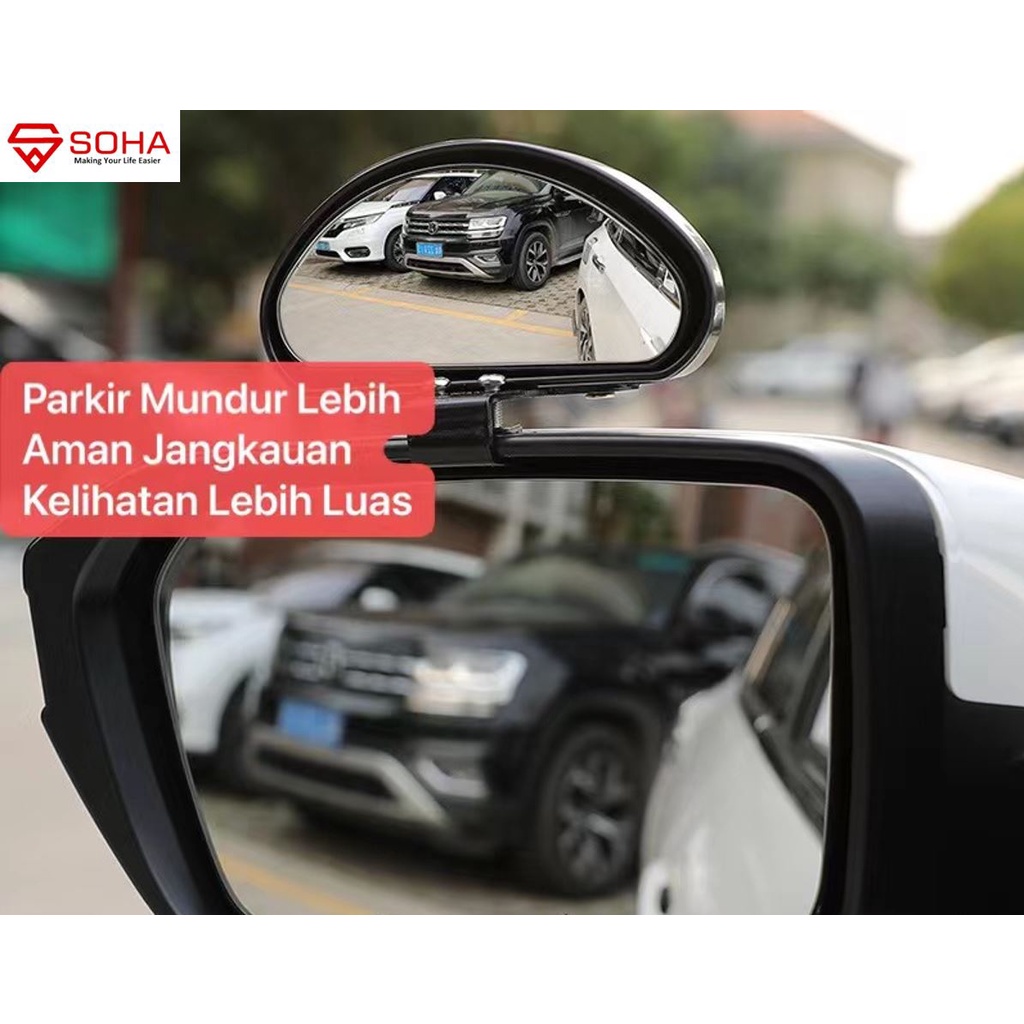 AM-18 Kaca Spion Car Wide View Blind Spot Mirror Tambahan Spion Mobil Cermin Asli safety Sudut Lebar Universal Semua Jenis Mobil ACP-105