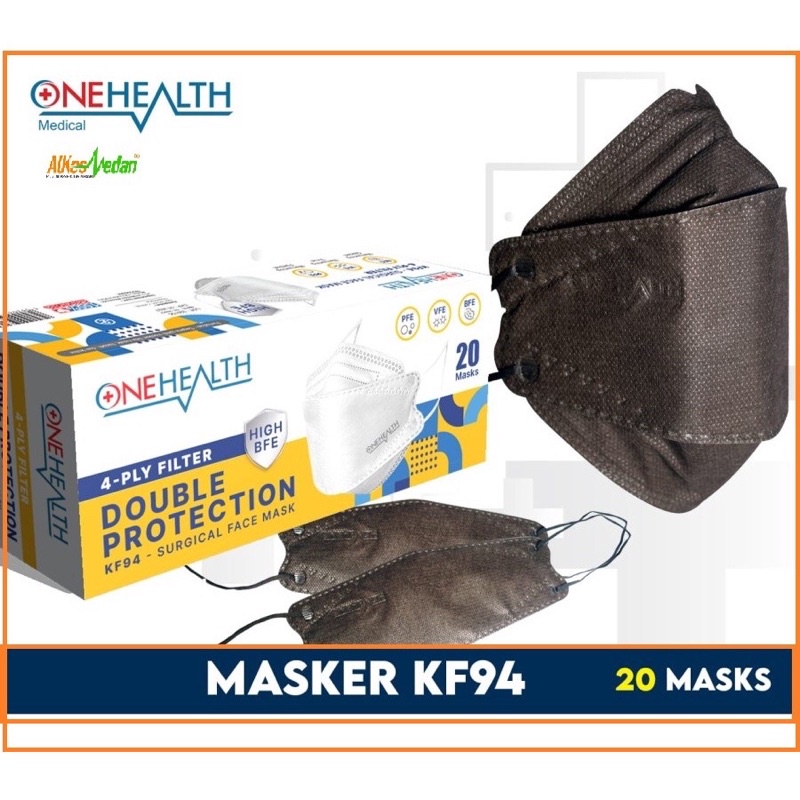 MASKER MEDIS KF94 ONEHEALTH DOUBLE PROTECTION 4 PLY HIGH BFE EARLOOP ALKESMEDAN ALATKESEHATANMEDAN