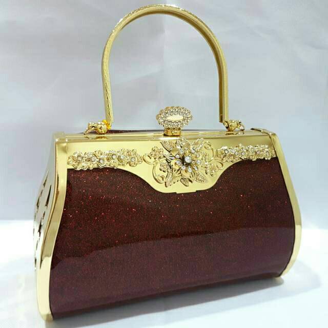 Tas Pesta Farnell BESAR Wanita Diamond  2818 Clutch Kondangan Cantik Glitter Glossy