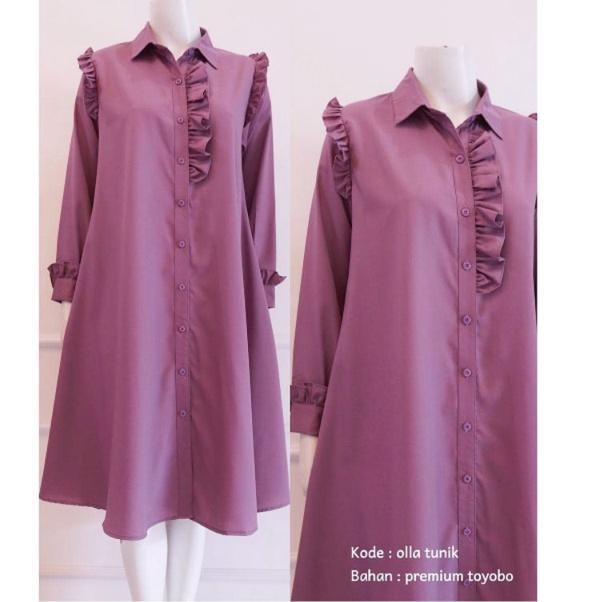 Top Produk.. Olla Tunik - Baju Atasan Wanita Terbaru 2022 - Long Tunik Bahan Katun Toyobo