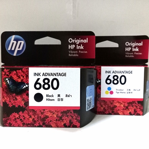 PAKET TINTA HP 680 BLACK + COLOUR ORIGINAL