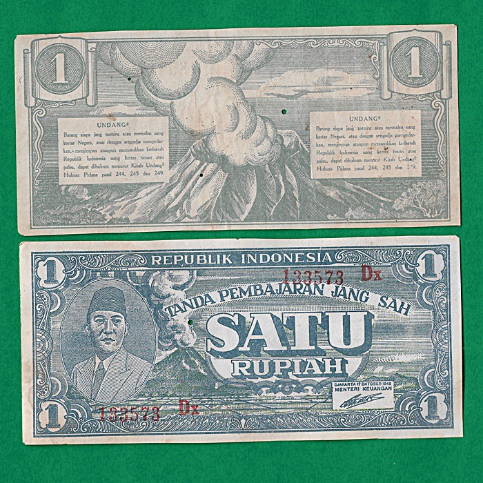 UK213 UANG KUNO ASLI 1 RUPIAH SUKARNO TAHUN 1945 UANG LAMA INDONESIA SOEKARNO MAHAR PERNIKAHAN