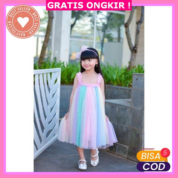 Baju Pesta Natal Anak Perempuan Lucu Modis Style Korea Terbaru 2022 Dr Dress Petite Rainbow Unicorn