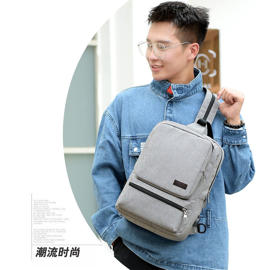 Tas Selempang Ransel 2 In 1 USB Denim MB609