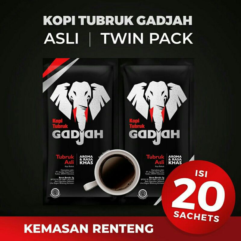 

Kopi Tubruk Gadjah Twin Pack - 1 Renteng isi 20 pack @ 7gr