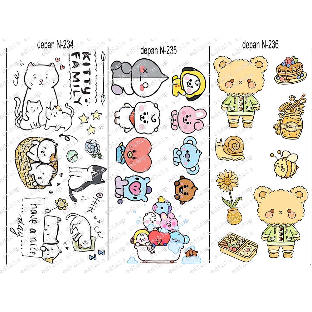 

Edible Stamp Stiker Makanan Edible Stiker Edible Image Edible Print Sticker Makanan N234-N236