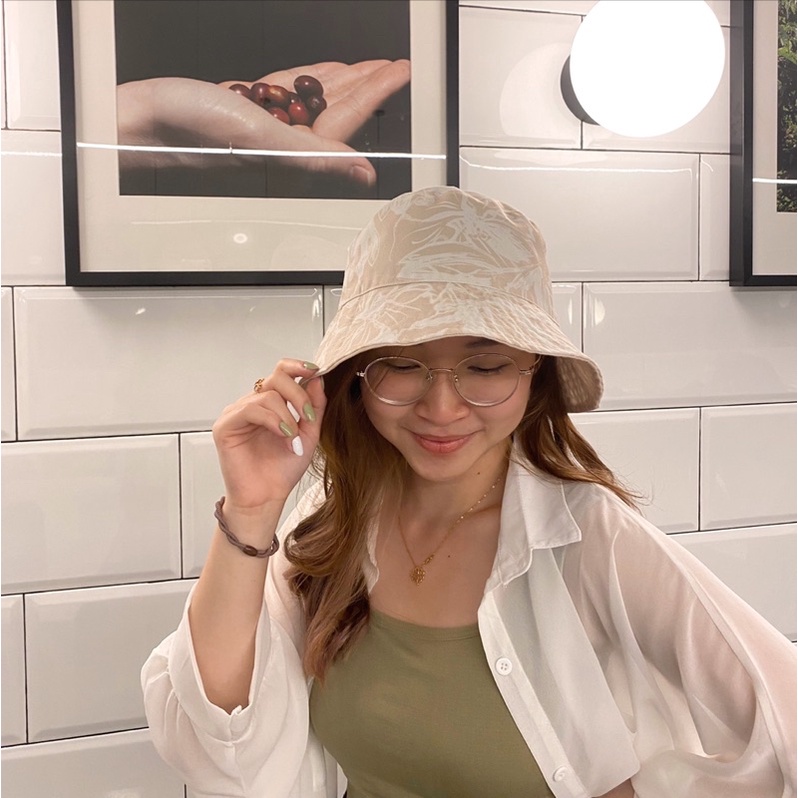 NOTTE - Reversible Bucket Hat Nude Flower Pattern