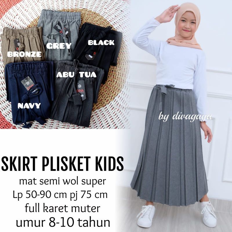 ROK PLISKET ANAK ORI BY DIVA UMUR 8-10 TAHUN