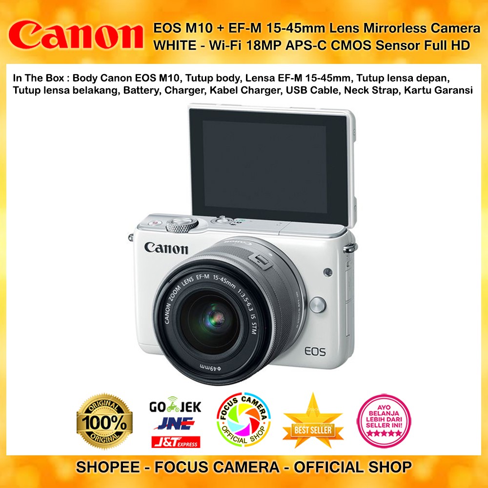 CANON EOS M10 EF-M 15-45 IS STM White TK Mirrorless Camera