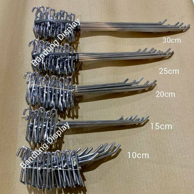Cantelam Ram STANDAR Stik Hook Single Hook Ram 10 Cm 15 Cm 20 Cm 25 Cm  30 Cm Display Besi Gantungan Aksesoris / Cantelan Ram Besi Croom 3mm - BH