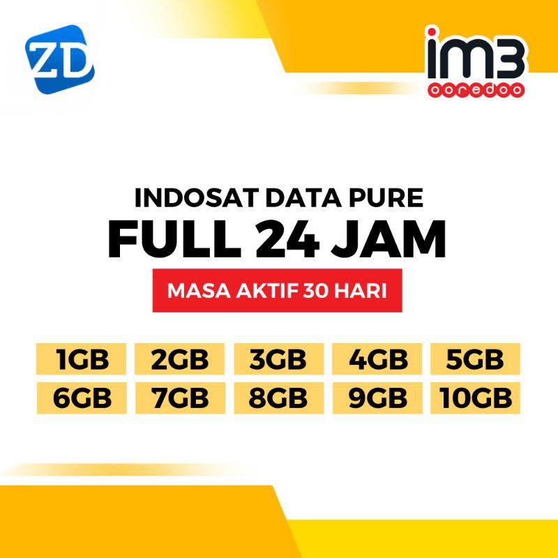 Inject Indosat Data Pure Kuota Full 24 Jam Termurah