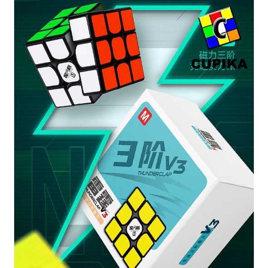 Rubik 3x3 QiYi V3M dengan Magnetic Thunderclap V3 terbaik termurah