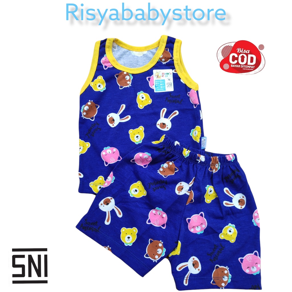 Baju setelan Anak Singlet Motif dasar warna - Baju bayi adem lembut ber- SNI