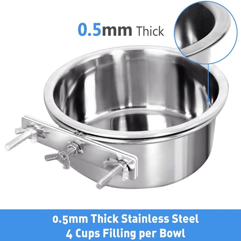 Mangkuk Dispenser Makanan / Air Minum Bahan Stainless Steel Untuk Kucing / Kelinci Kecil