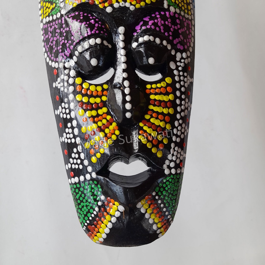 Kerajinan topeng kayu Asmat Aborigin lukis tutul hiasan dekorasi dinding
