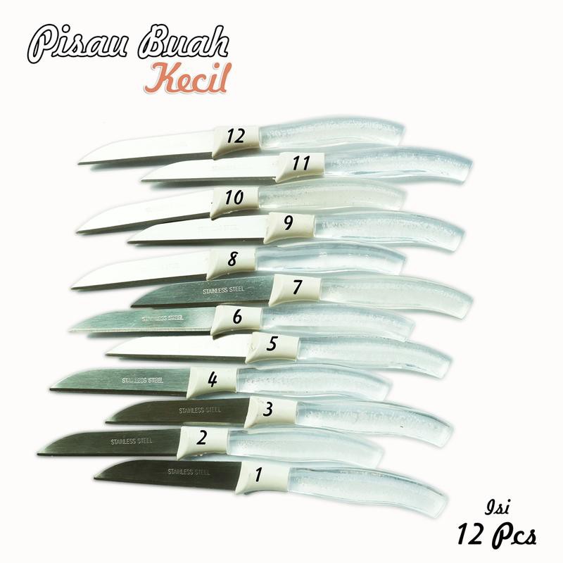 Pisau Ukir Buah Hias Stainless isi 12 pcs / Fruit Knife - Random