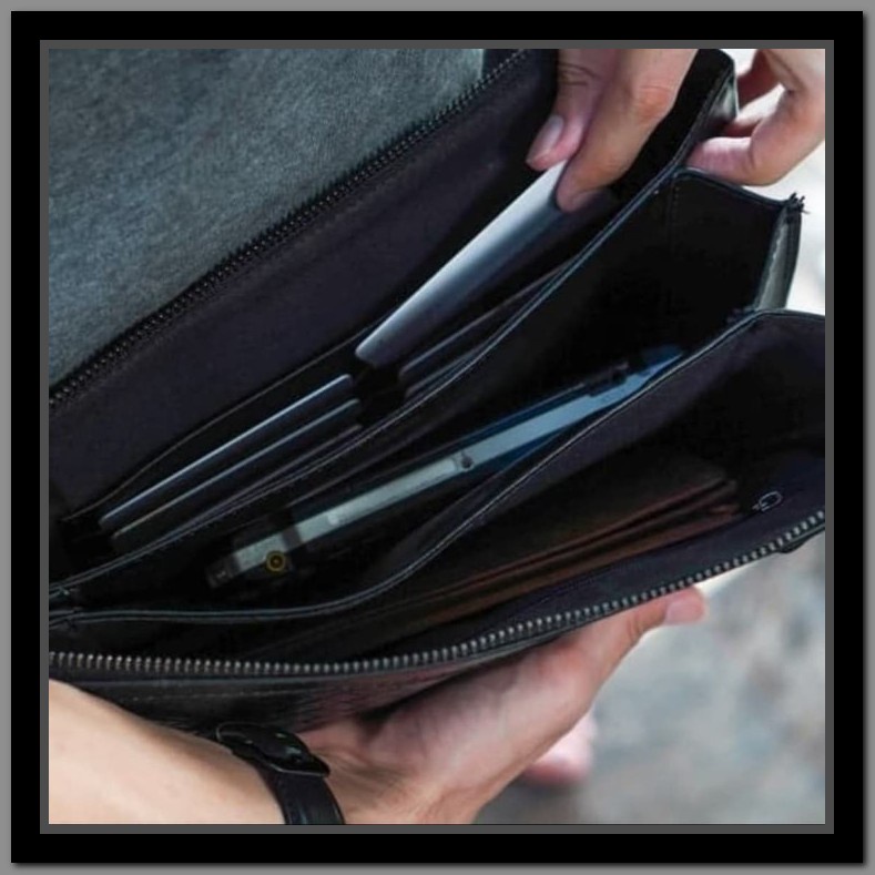 Handbag Pria / Wanita Import Branded Lv Hb82048-2 Black In857 Clu WS366 Clutch Hand Bag Kulit Pria