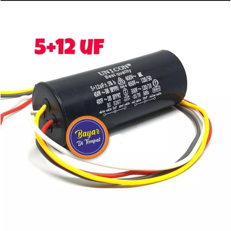 KAPASITOR MESIN CUCI 5+12UF Double Mikro