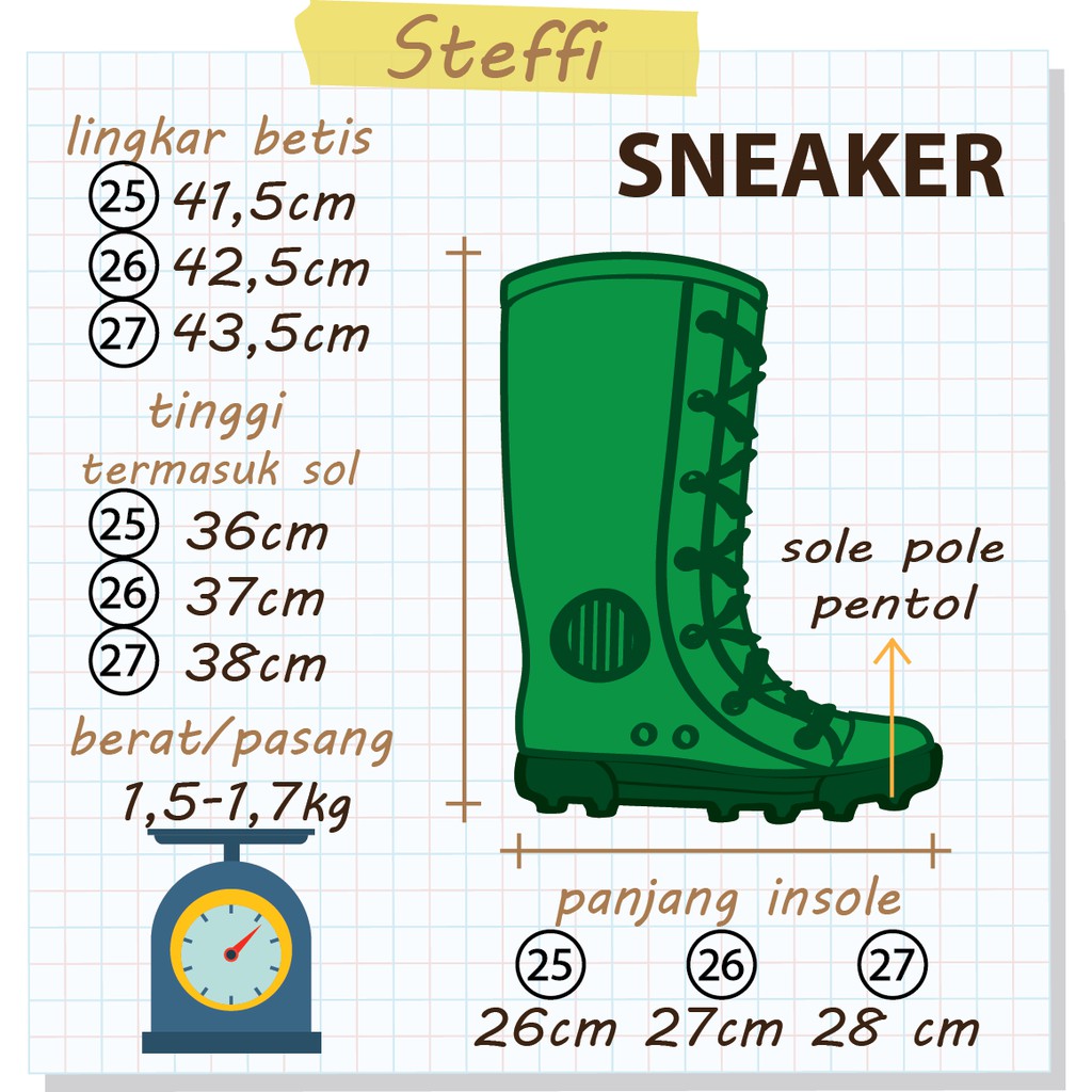 SNEAKER 26&amp;27(41-44) | Steffi Boots SEPATU BOOT PROYEK PVC kebun tinggi lentur dewasa pool pole duri gigi