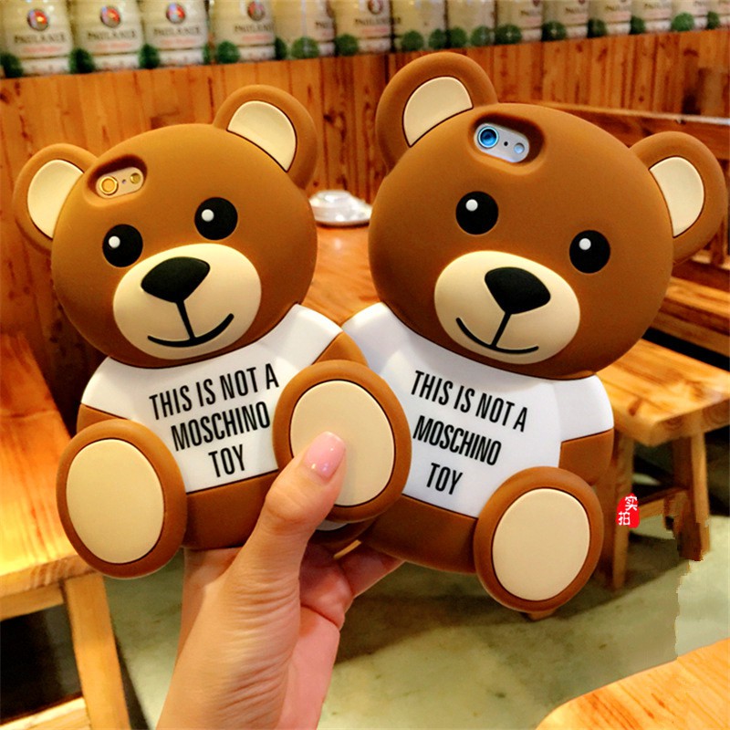 Terbaru iPhone 4 4s 3D Cute Cartoon Teddy Bear Soft Silicone Case Back Cover