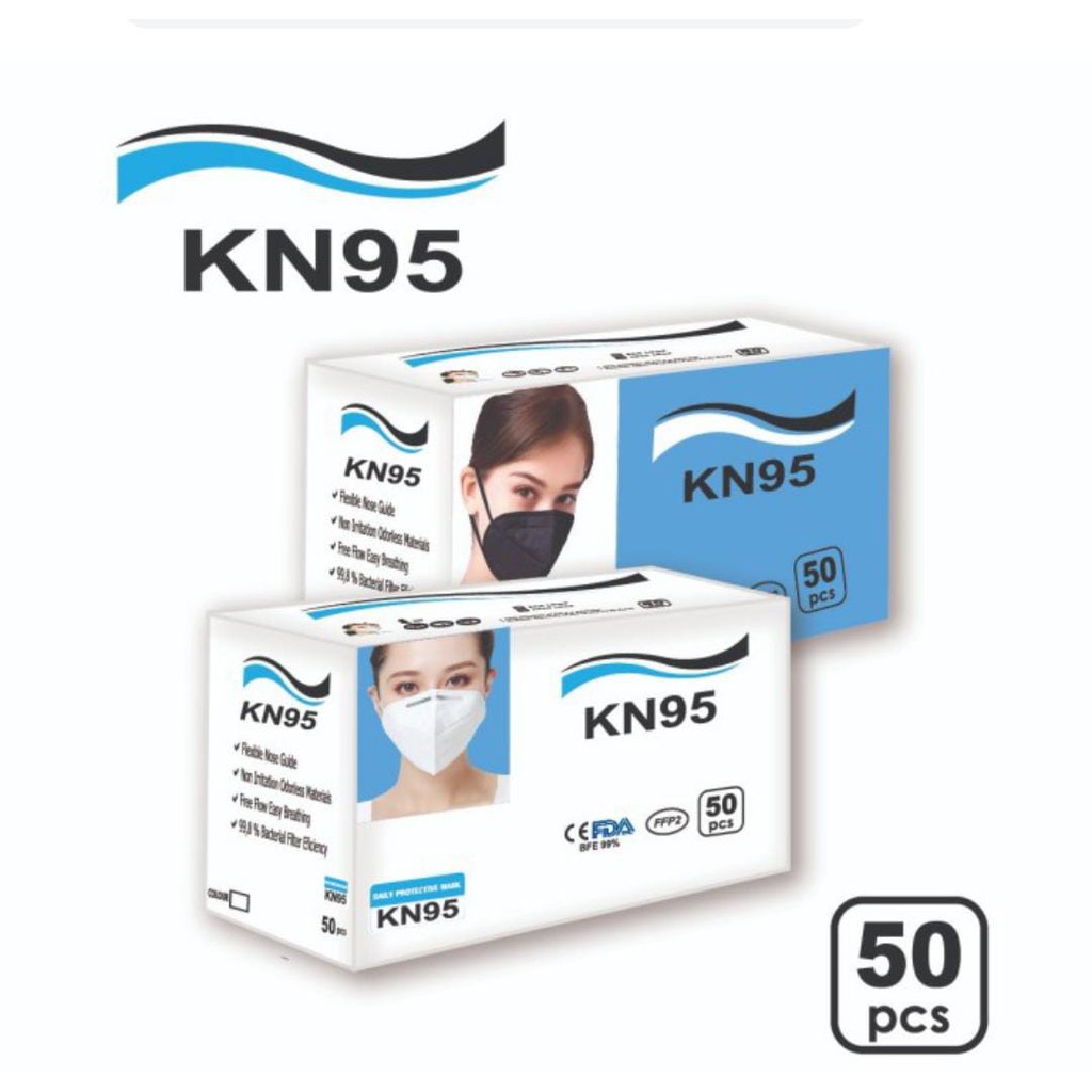 box 50pcs | Masker KN95 tersedia KAWAT LUAR & DALAM 98% protektif