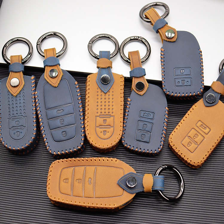 Casing Kunci Remote Mobil Keyless Bahan Kulit Untuk Toyota Vios 2014-2018 Yaris 2018-2020