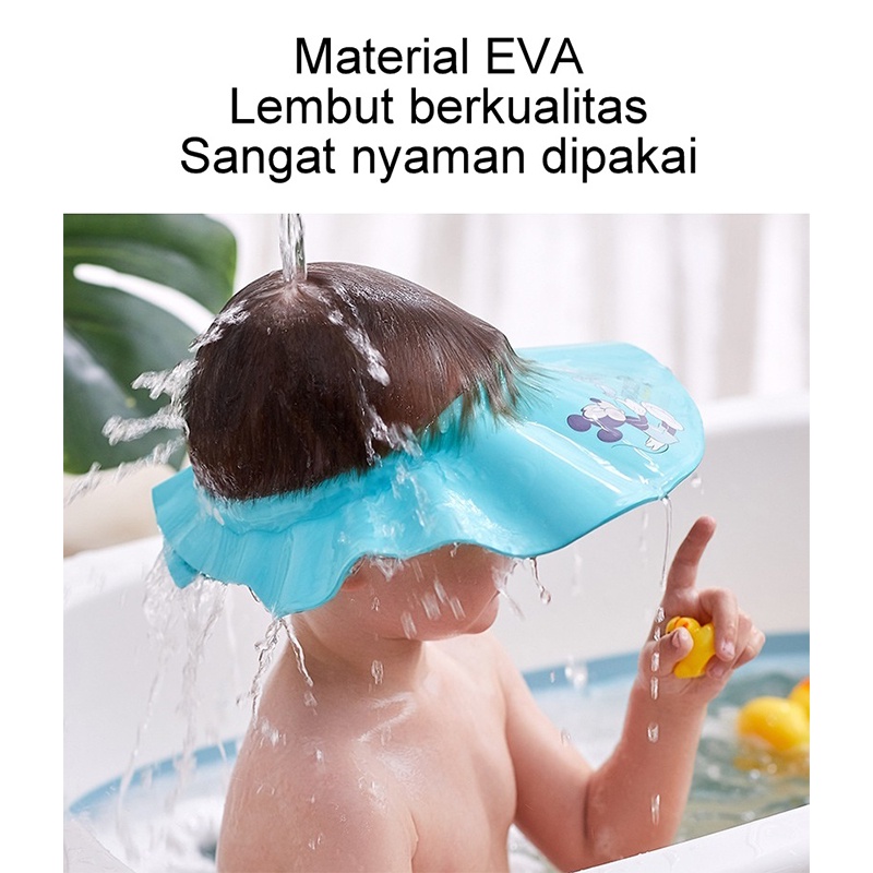 Adjustable Baby Shower Hat disney Shampoo Caps EVA topi keramas bayi ORI