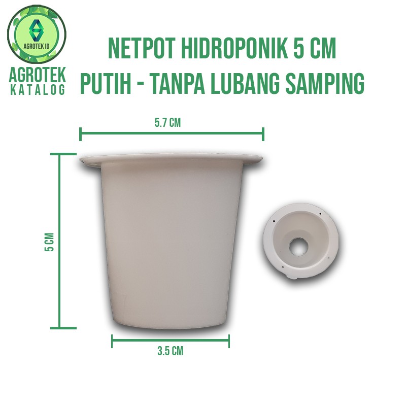 NETPOT HIDROPONIK 5 CM PUTIH TANPA LUBANG SAMPING