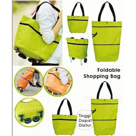 Tas Trolley Trolly Troly Lipat Roda Belanja Shopping Foldable Bag