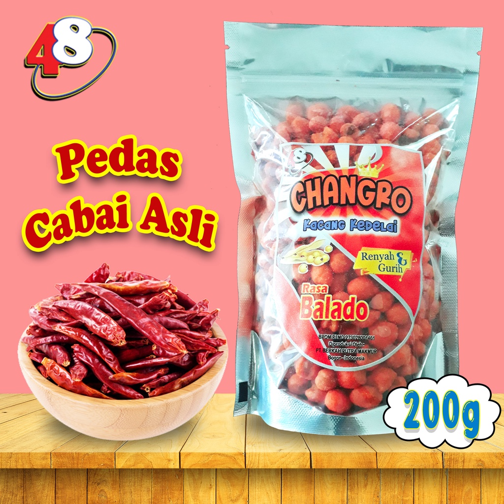 

Changro 48, Changro, Kacang Kedelai Rasa Balado, Rasa Pedas Bikin Ketagihan, Makanan Ringan 200gr