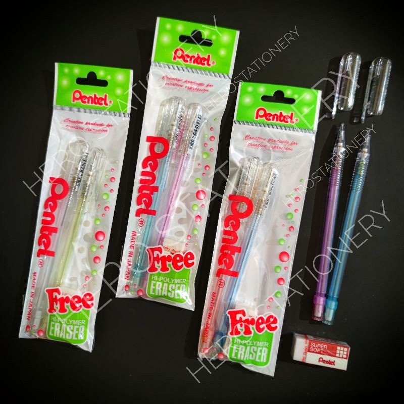 

Pensil mekanik pentel caplet 0.5 mm bonus penghapus