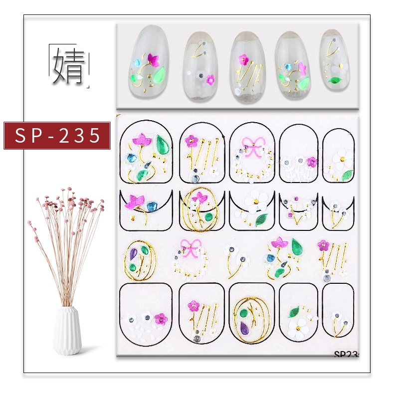 SP Stiker Kuku 3D Gaya Jepang / Korea untuk Nail Art