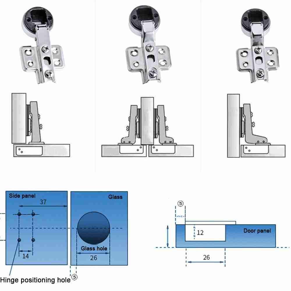 Nanas 2PCS Engsel Pintu Kaca Bermanfaat Tidak Lubang Perlengkapan Furniture Hardware