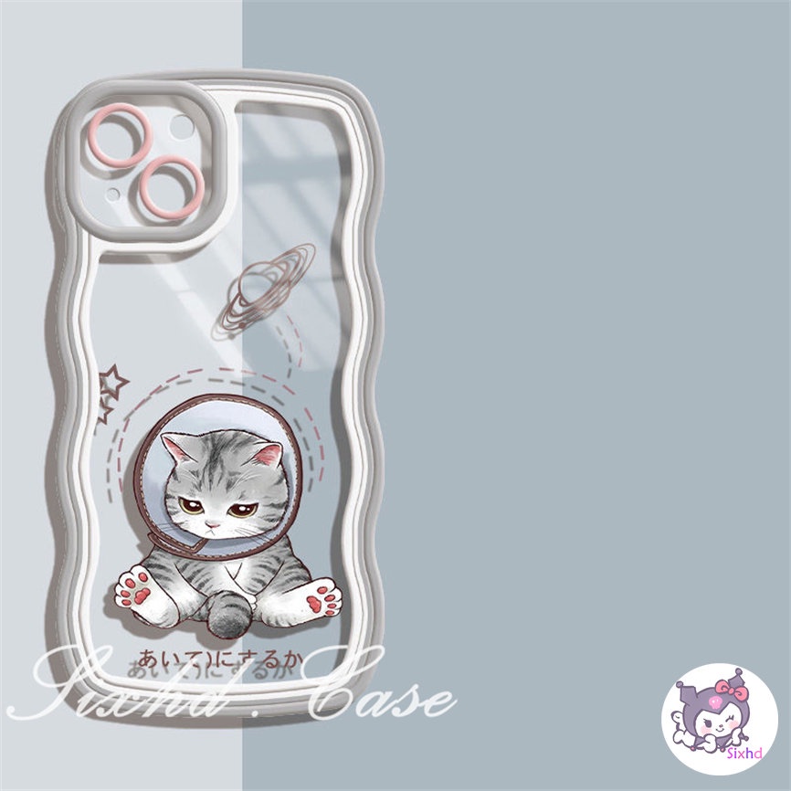 Realme C30 C35 C33 C25 C15 C30s C25Y C21Y C31 C12 C11 C21 C20 C17 C3 10 9Pro+ 9i 7i 8i 6i 5i Narzo 50A 50i Prime  Cute Cartoon Moon Cat Wave Edge Phone Case Soft Cover